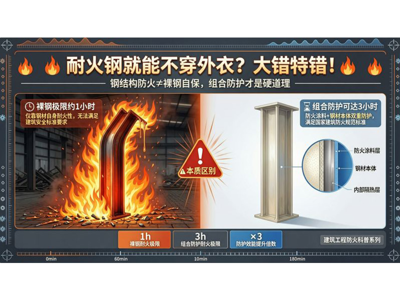 耐火钢就能“裸奔”？别被名字骗了，防火涂料一道都不能省！